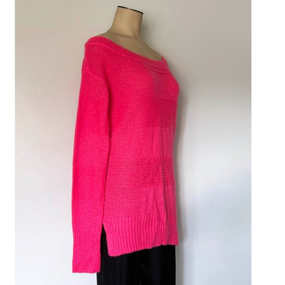 size SMALL Aeropostale BRIGHT PINK knit sweater metalic thread women's S - Picture 3 of 8